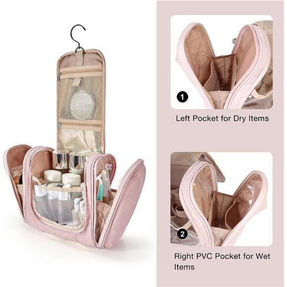 Toiletry Bag for Women Travel Toiletry Organizer w hanging hook Water-resistant - Picture 6 of 6